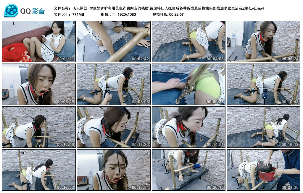 【飞天原创】学生婊驴驴利用美色诈骗网友的钱财,被狂人抓住后各种折磨最后将她头…-BD绳艺资源