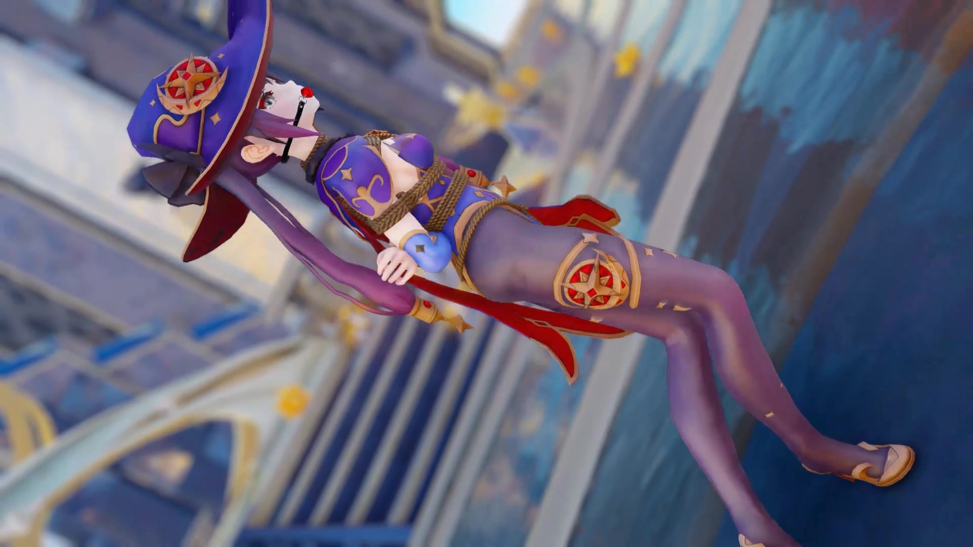 图片[4]-【3D动画】【原神拘束动画】莫娜拘束十字架，木马，吊缚-BD绳艺资源