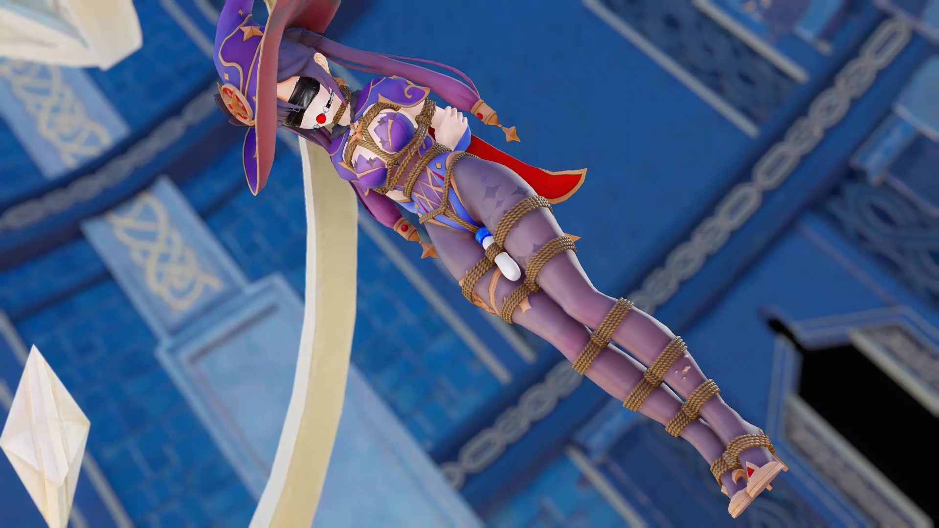 图片[3]-【3D动画】【原神拘束动画】莫娜拘束十字架，木马，吊缚-BD绳艺资源