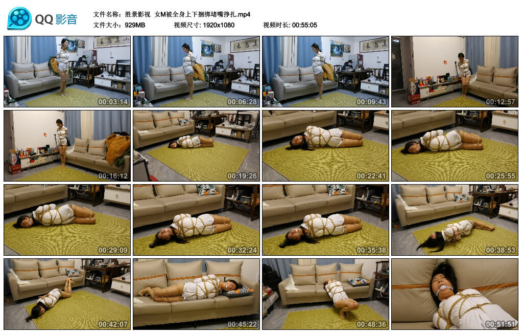【胜景影视】女M被全身上下捆绑堵嘴挣扎-BD绳艺资源