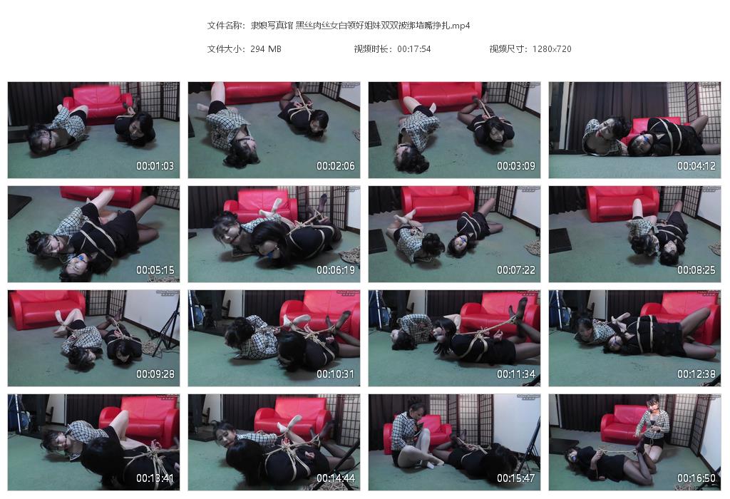 隶娘写真馆黑丝肉丝女白领好姐妹双双被绑堵嘴挣扎-BD绳艺资源