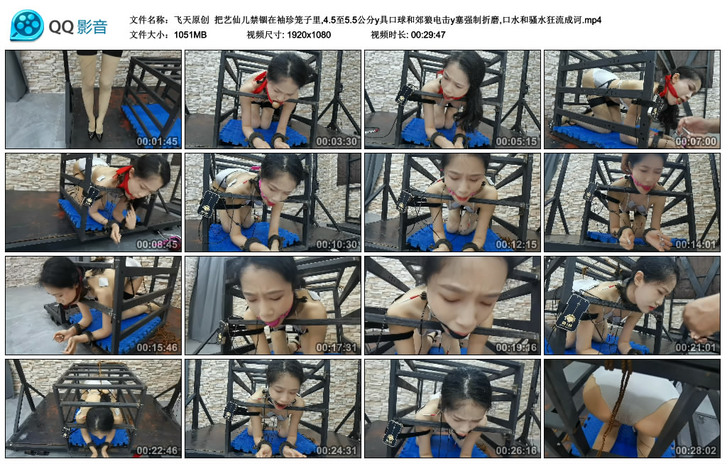 【飞天原创】把艺仙儿禁锢在袖珍笼子里,4.5至5.5公分y具口球和郊狼电击y塞强制折磨,...-BD绳艺资源