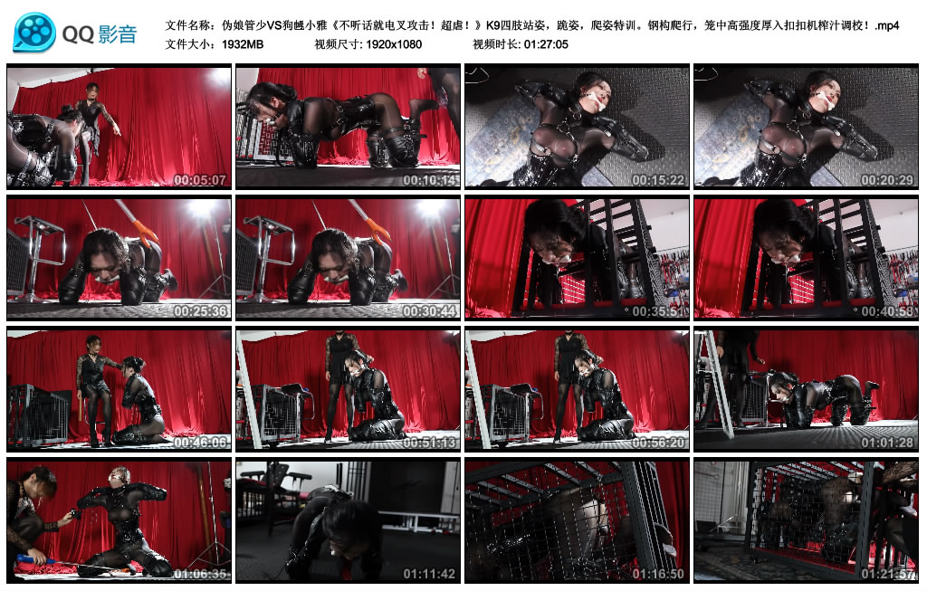 面具男-伪娘管少VS狗乸小雅《不听话就电叉攻击！超虐！》K9四肢站姿，跪...-BD绳艺资源